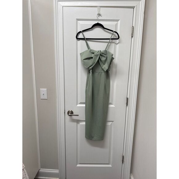 Shein Sage Dreen large bow spaghetti strap maxi midi dress size S - Picture 2 of 2